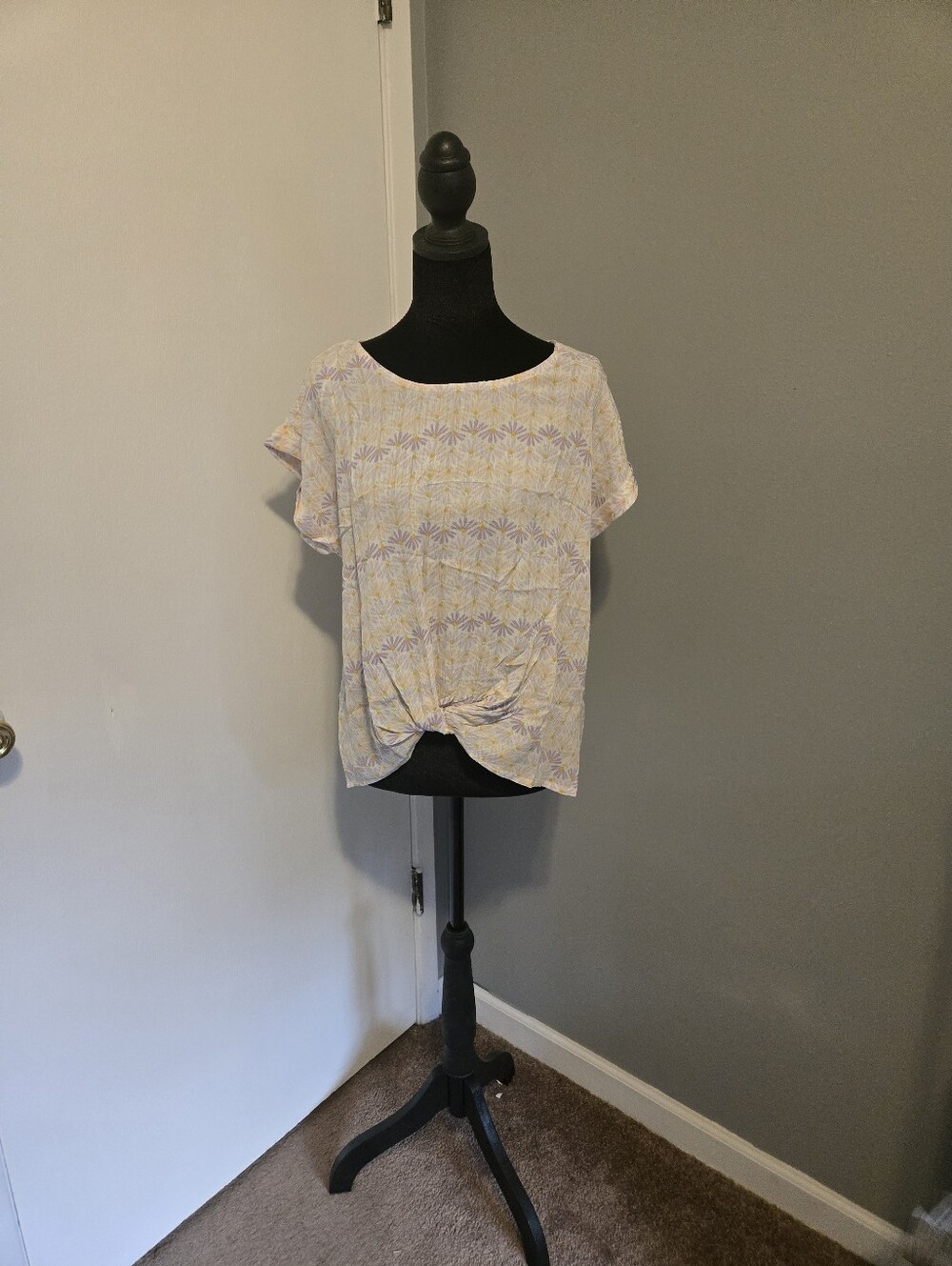 Pink Rose Floral Print High Low Blouse - Medium